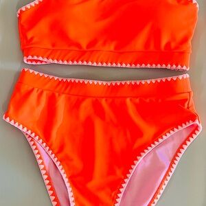 Bright Orange & White Bikini Set, Size Small - Brand New Without Tags!!